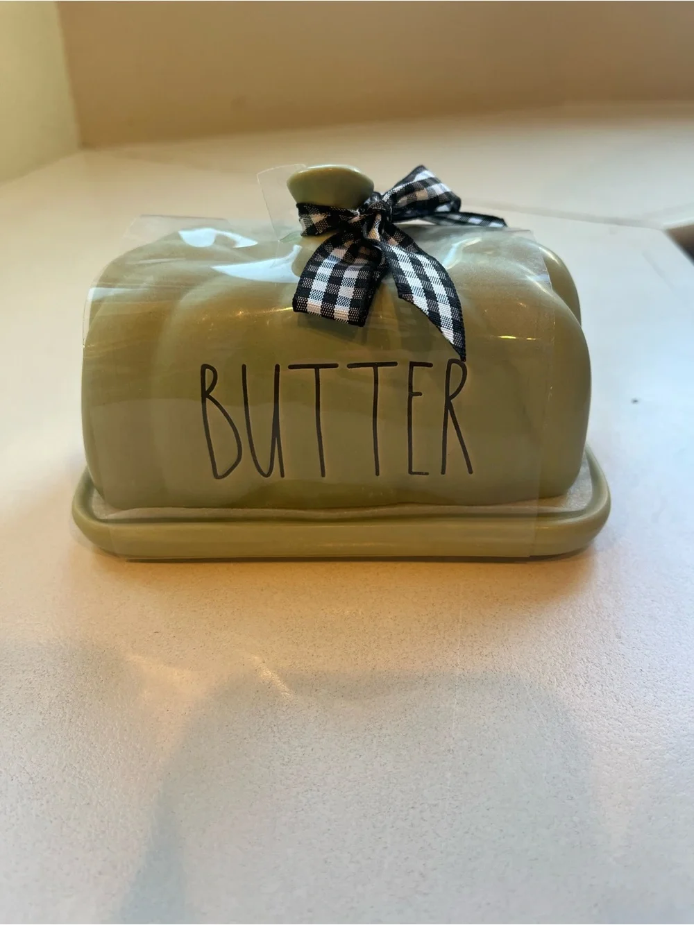 Rae Dunn Sage Green Ceramic Gather Pumpkin, Gravy Boat, Butter Dish Thanksgiving